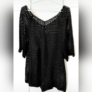 United States Sweaters Crochet Open Weave Cover Up Sweater Size XXL/2XG 20 Black